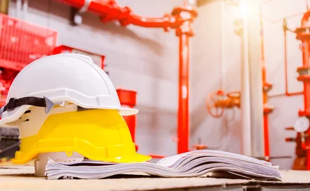 Standard construction safety equipment in control room, Construction and Safety Concept.