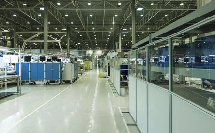 Piece of typical industrial space. Concept of manufacturing and industrial business, Industry background. Selective focus.
