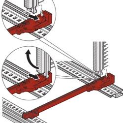 Guide Rail Standard Type, With DIN Connector Fixing, Plastic, 160 mm, 2 mm Groove Width, Red, 1 Pair