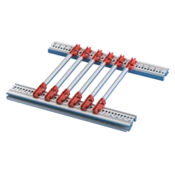 Guide Rail Standard Type, PC, 280 mm, 2 mm Groove Width, Multi-Piece, Red/Silver, 10 Pieces
